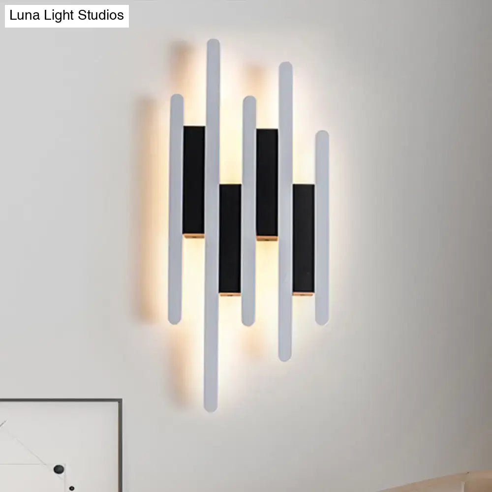 Modern minimalist black & white led wall sconce bedroom warm white light