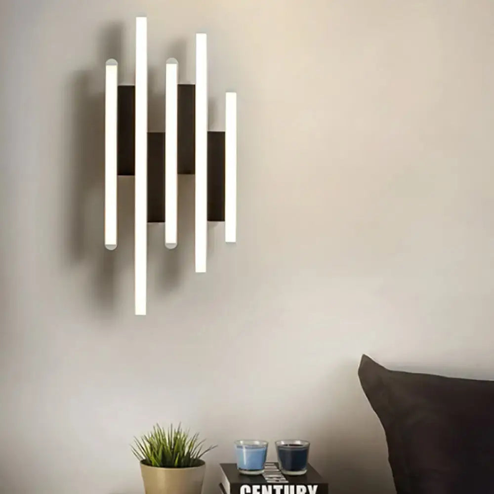 Modern minimalist black & white led wall sconce bedroom warm white light