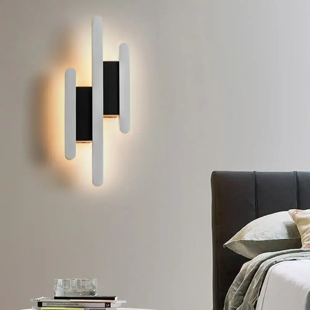 Modern minimalist black & white led wall sconce bedroom warm white light