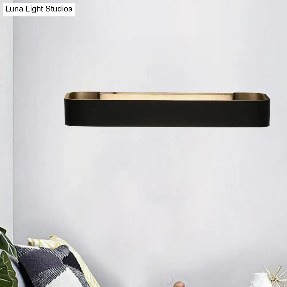 Modern minimalist black & white rectangular wall lamp bedroom light