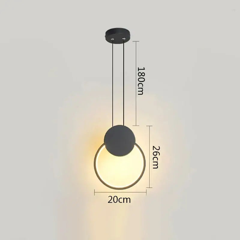 Modern minimalist black & white ring pendant lamp dining room led