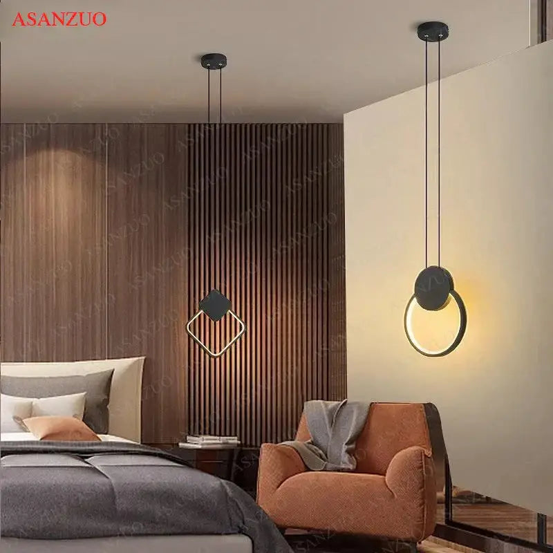 Modern minimalist black & white ring pendant lamp dining room led