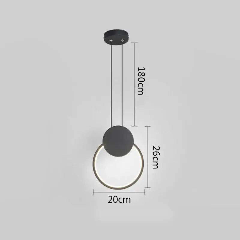 Modern minimalist black & white ring pendant lamp dining room led