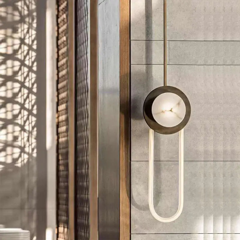 Modern minimalist bronze & white oval wall lamp bedroom light