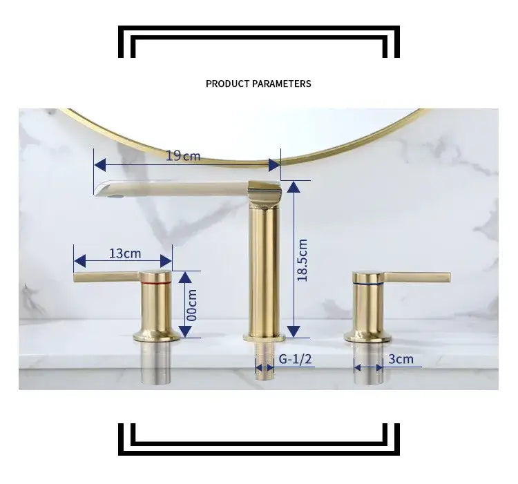 Modern minimalist brushed gold brass basin faucet bathroom fixture