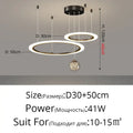 Modern minimalist circle ring pendant chandelier with crystal for living room
