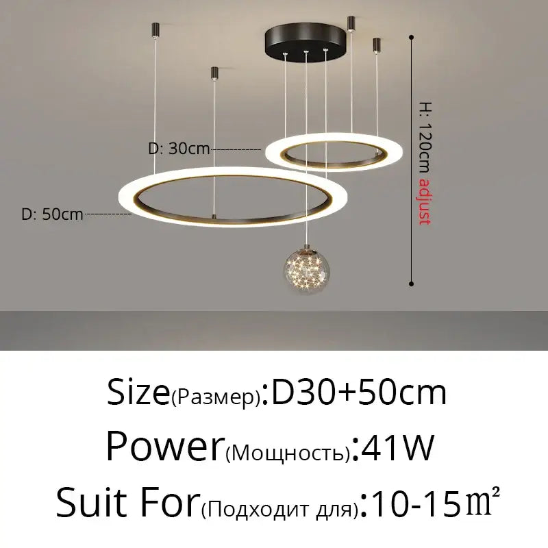 Modern minimalist circle ring pendant light with crystal bedroom chandelier
