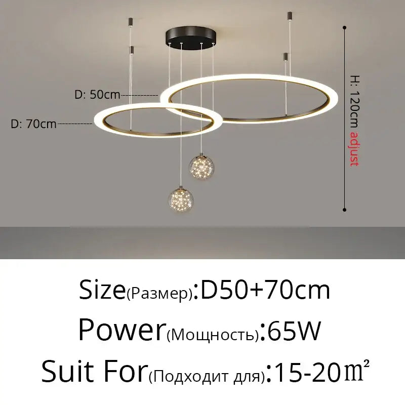 Modern minimalist circle ring pendant light with crystal bedroom chandelier