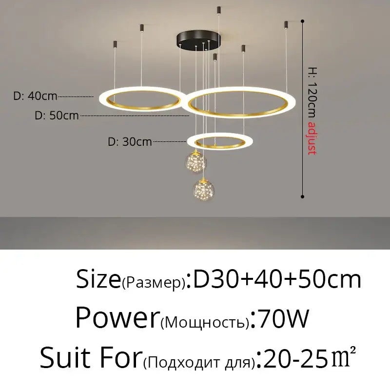 Modern minimalist circle ring pendant light with crystal bedroom chandelier