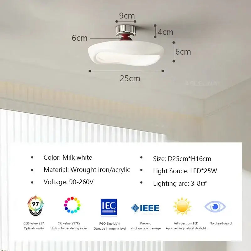 Modern minimalist cream led ceiling light for bedroom ambient decor