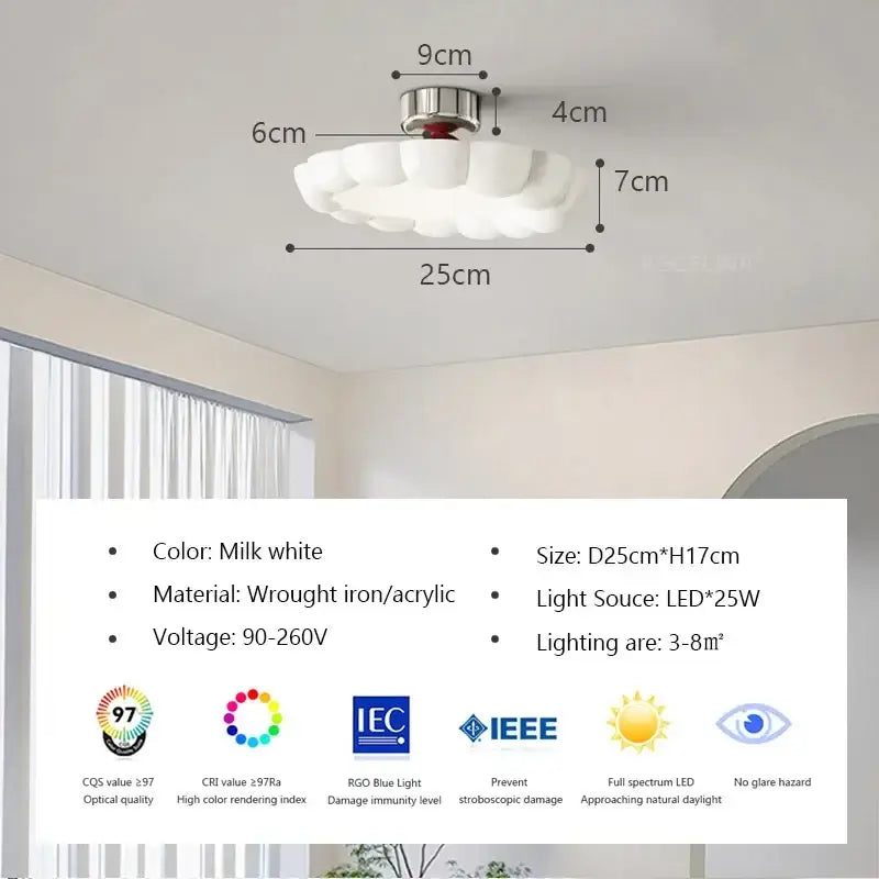 Modern minimalist cream led ceiling light for bedroom ambient decor