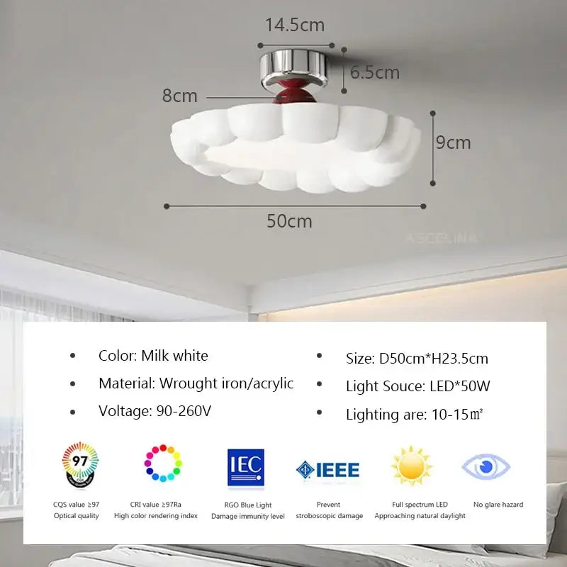 Modern minimalist cream led ceiling light for bedroom ambient decor