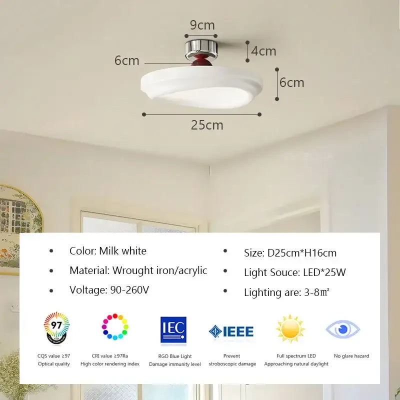 Modern minimalist cream led ceiling light for bedroom ambient decor