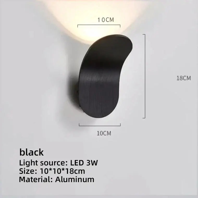 Modern minimalist curved metal led wall lamps for living room