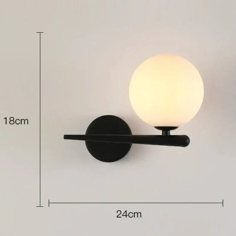 Modern minimalist gold & black glass gold led wall lamp bedroom