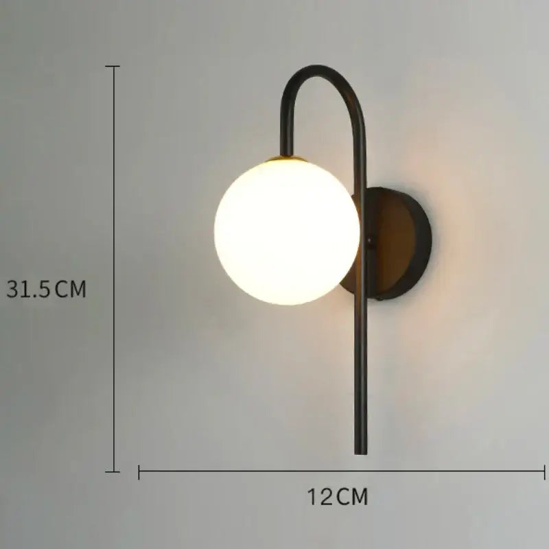 Modern minimalist gold & black glass gold led wall lamp bedroom