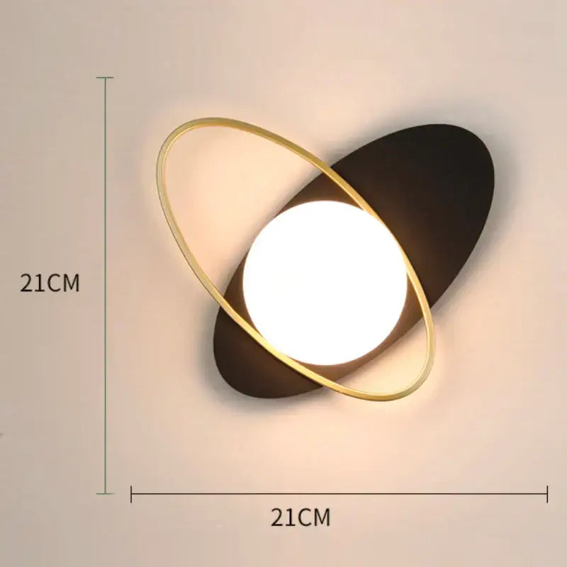 Modern minimalist gold & black glass gold led wall lamp bedroom