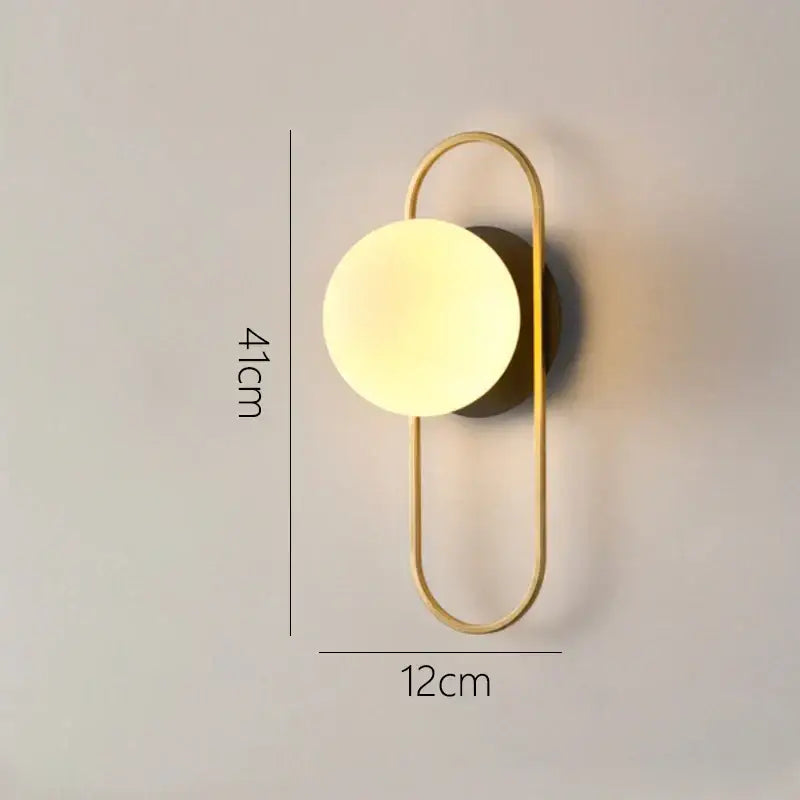 Modern minimalist gold & black glass gold led wall lamp bedroom