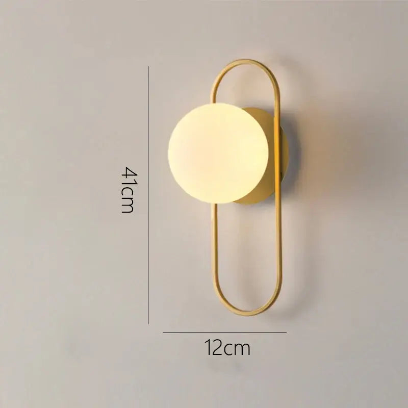 Modern minimalist gold & black glass gold led wall lamp bedroom