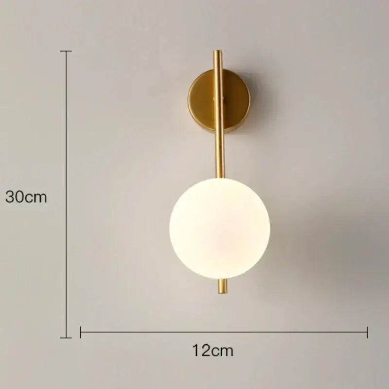 Modern minimalist gold & black glass gold led wall lamp bedroom
