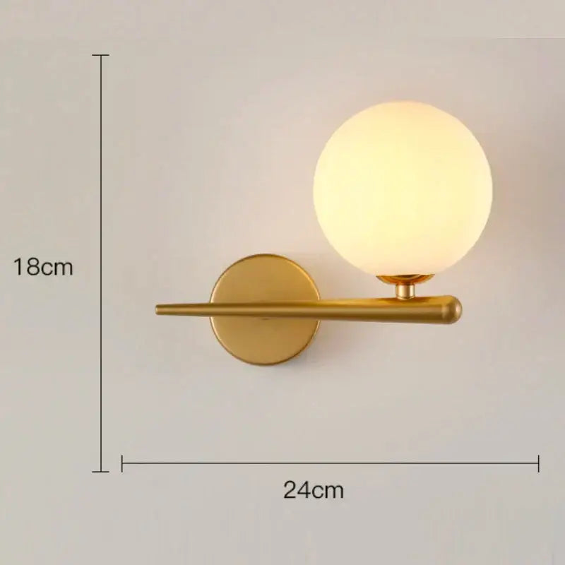 Modern minimalist gold & black glass gold led wall lamp bedroom