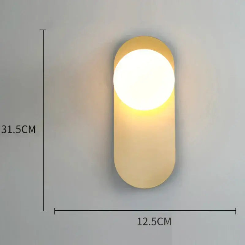 Modern minimalist gold & black glass gold led wall lamp bedroom