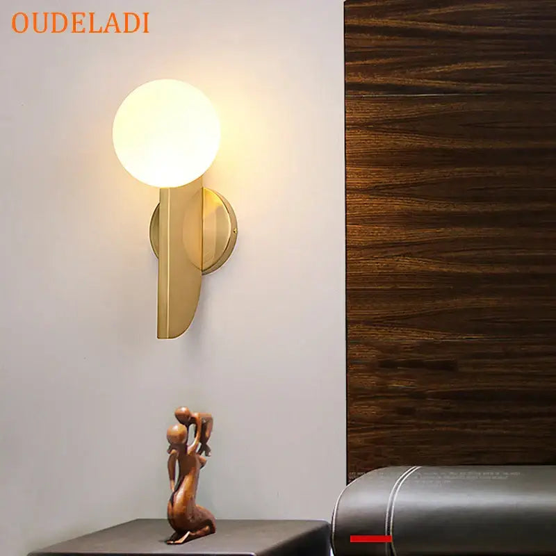 Modern minimalist gold decorbites glass ball wall lamps bedroom light