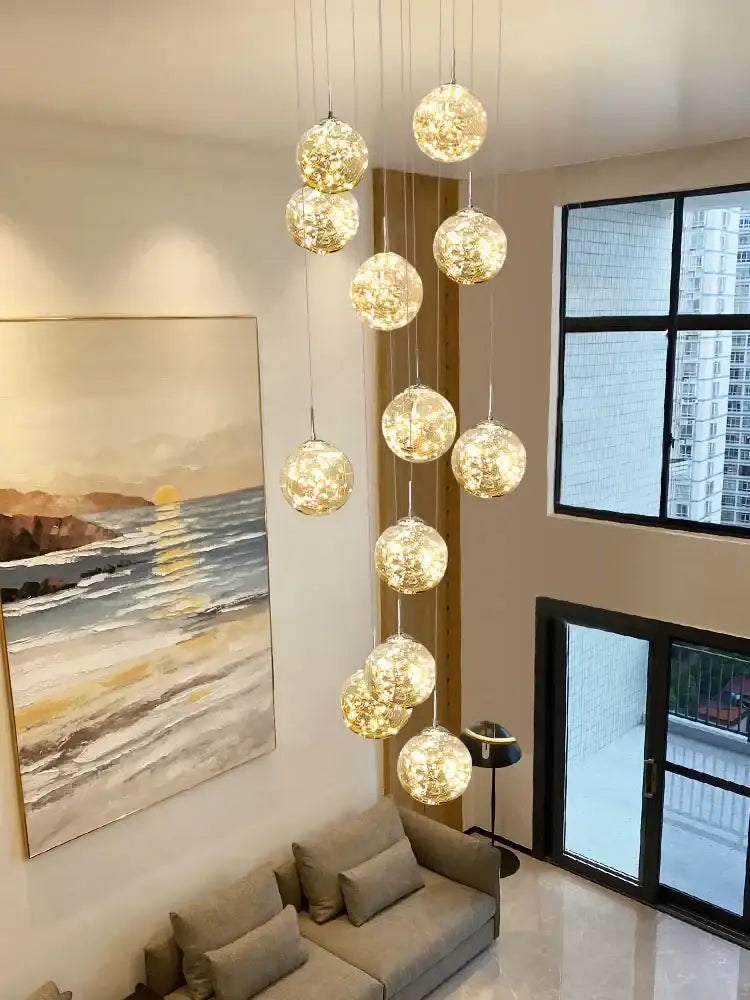 Modern minimalist gold decorbites glass chandelier staircase light