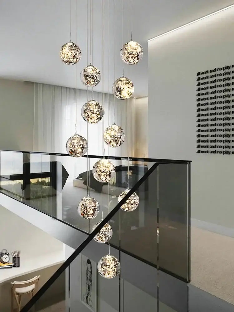 Modern minimalist gold decorbites glass chandelier staircase light