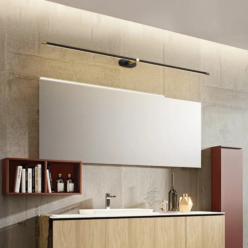 Modern minimalist gold led mirror light bathroom wall fixture