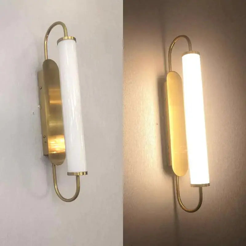 Modern minimalist gold led wall lamp bedroom cylindrical sconce