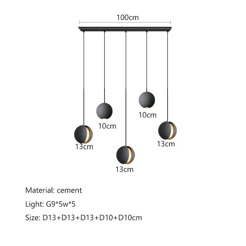 Modern minimalist gray and gold pendant light dining room