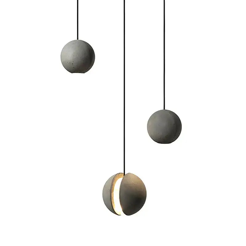 Modern minimalist gray and gold pendant light dining room