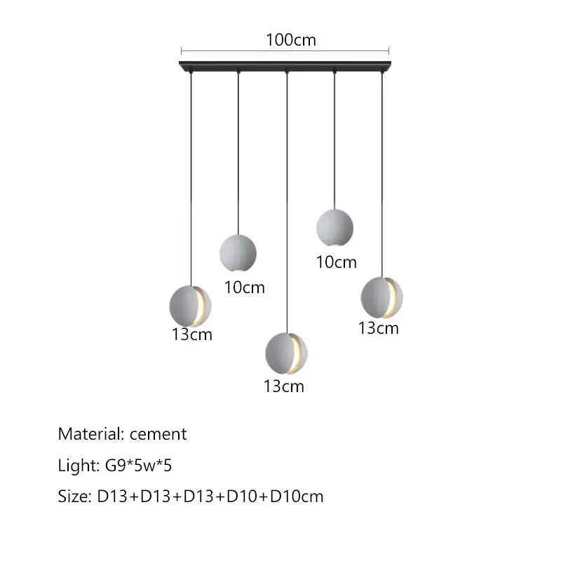 Modern minimalist gray and gold pendant light dining room