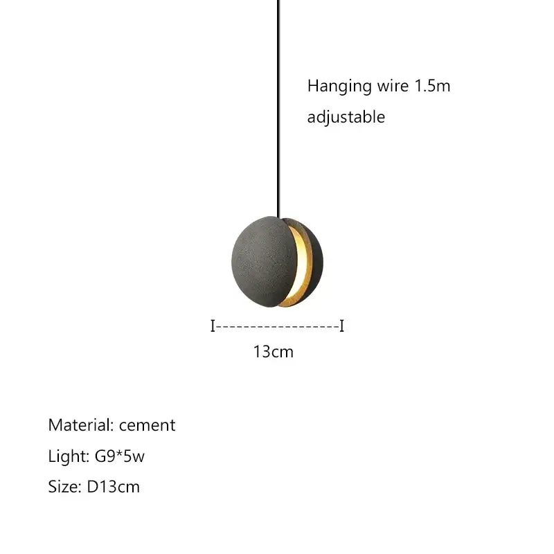 Modern minimalist gray and gold pendant light dining room