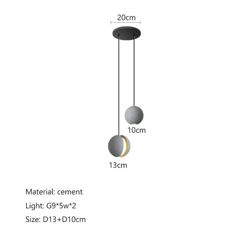 Modern minimalist gray and gold pendant light dining room