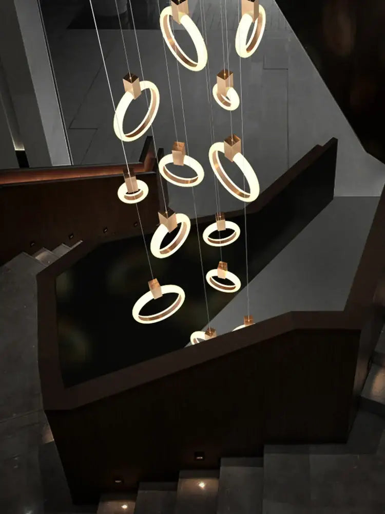 Modern minimalist led wooden staircase ceiling lights dining room