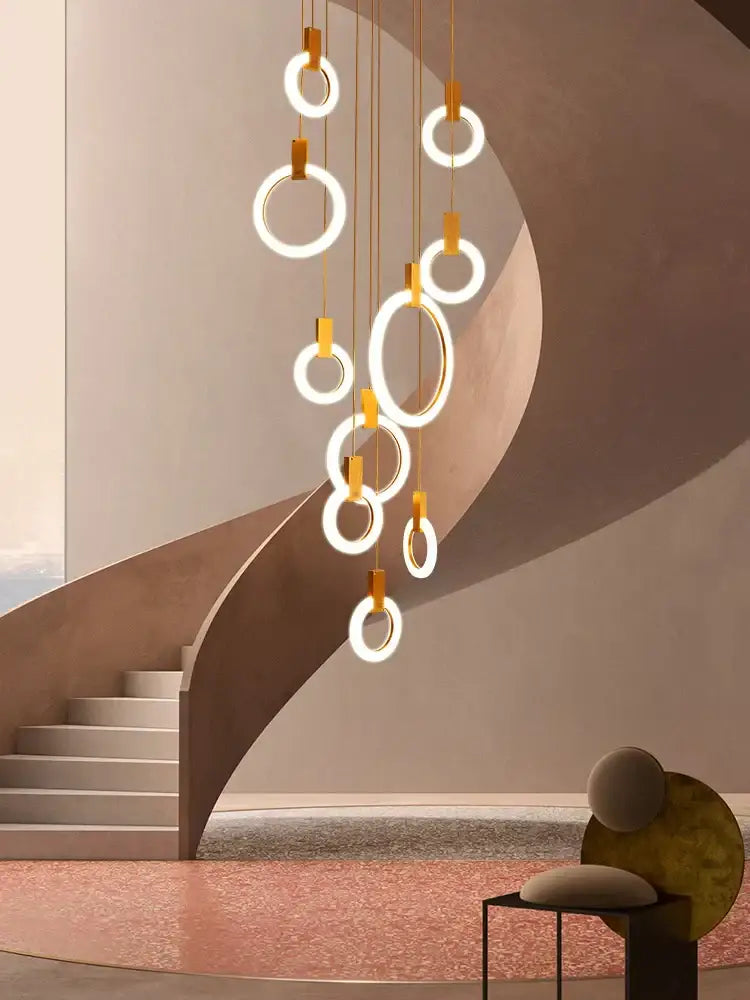 Modern minimalist led wooden staircase ceiling lights dining room