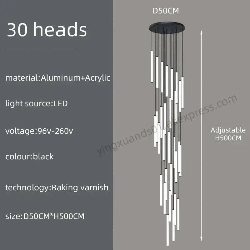 Modern minimalist loft black chandelier living room pendant light