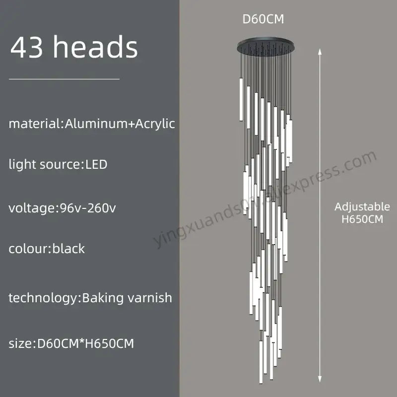 Modern minimalist loft black chandelier living room pendant light