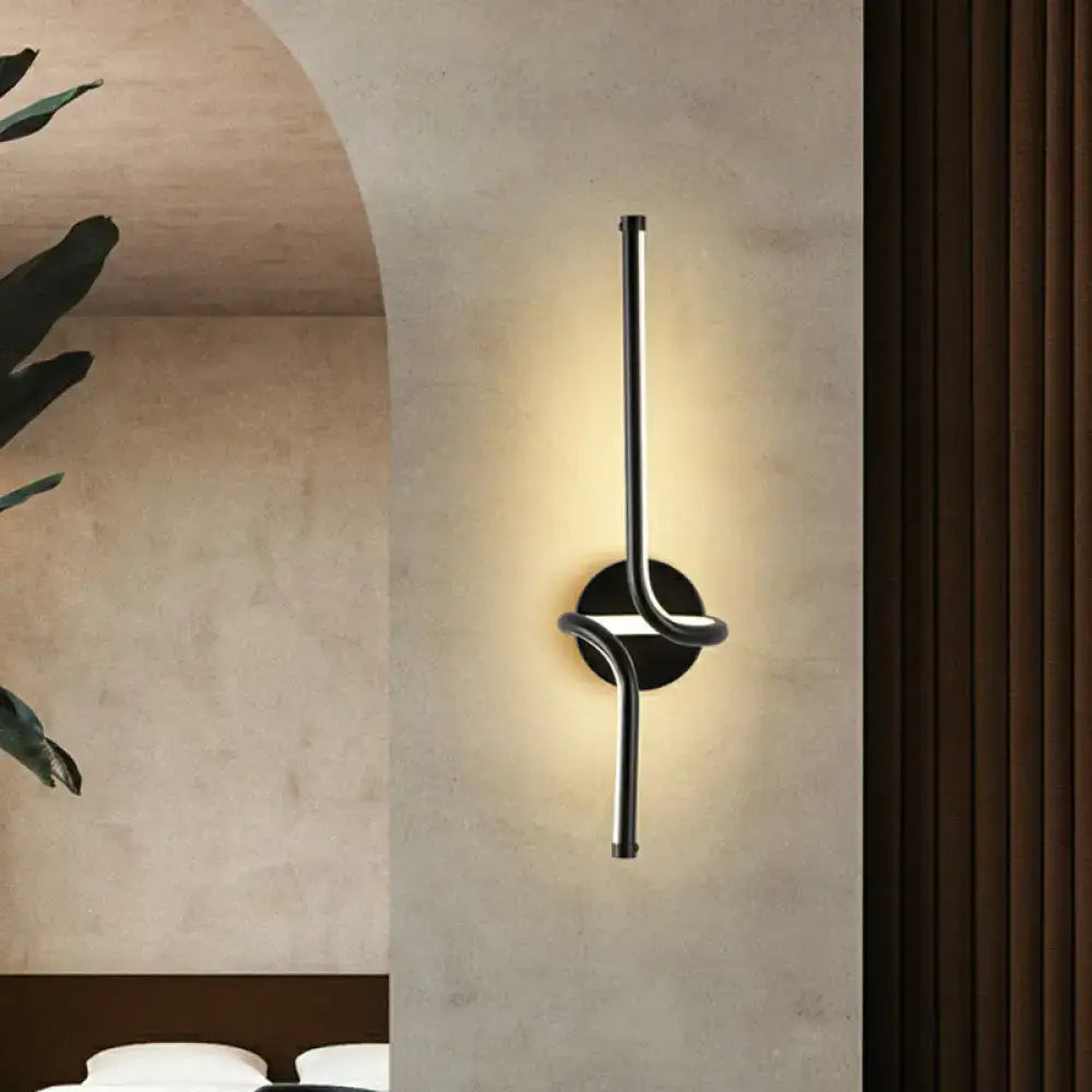 Modern minimalist metallic led wall sconce bedroom linear light
