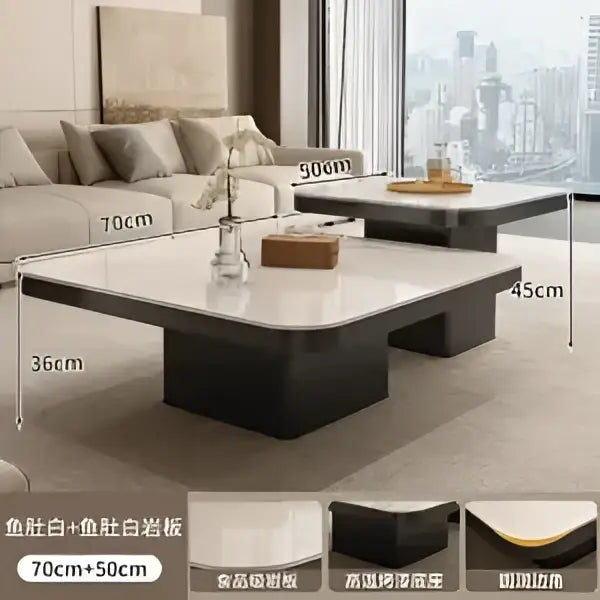 Modern minimalist white & black coffee table set living room