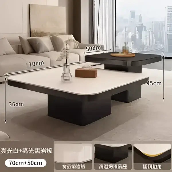 Modern minimalist white & black coffee table set living room