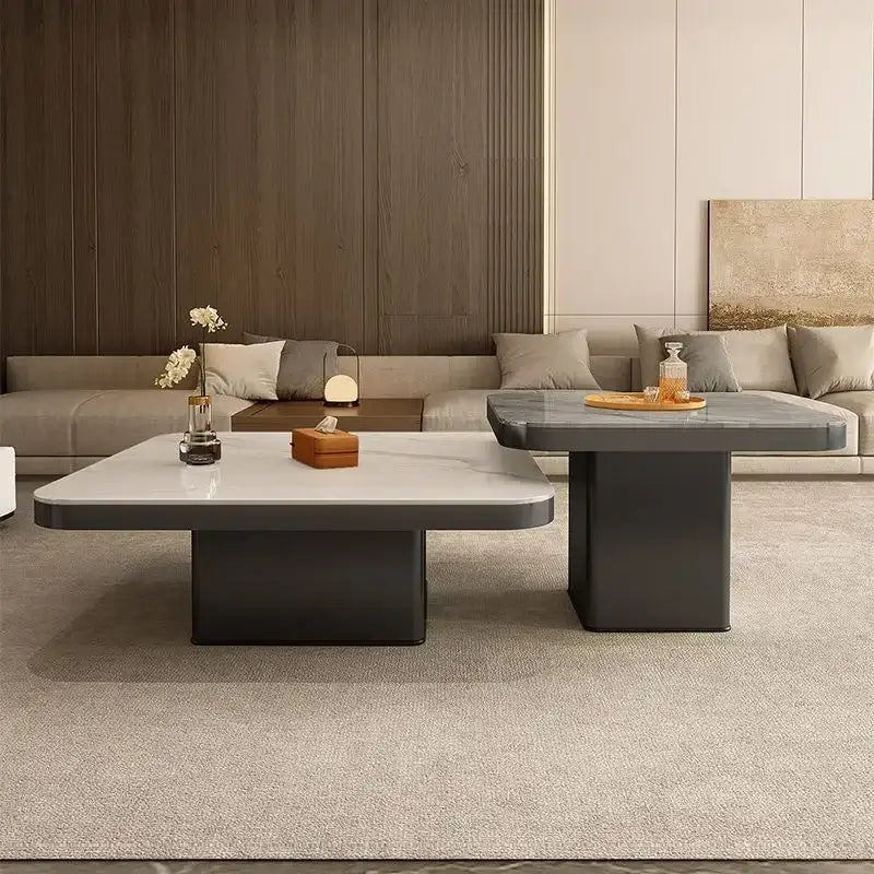 Modern minimalist white & black coffee table set living room
