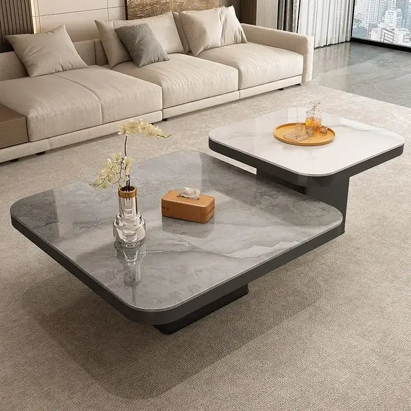Modern minimalist white & black coffee table set living room