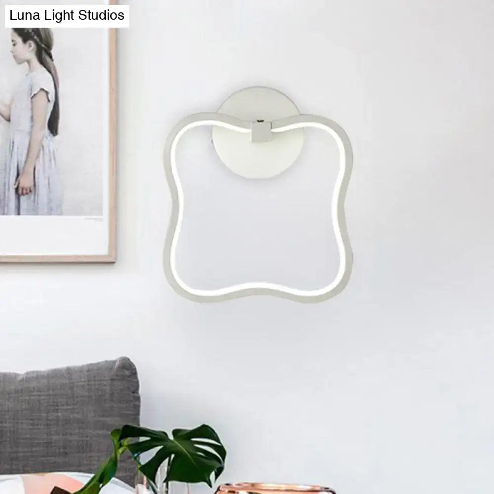 Modern minimalist white curved square led wall sconce bedroom light