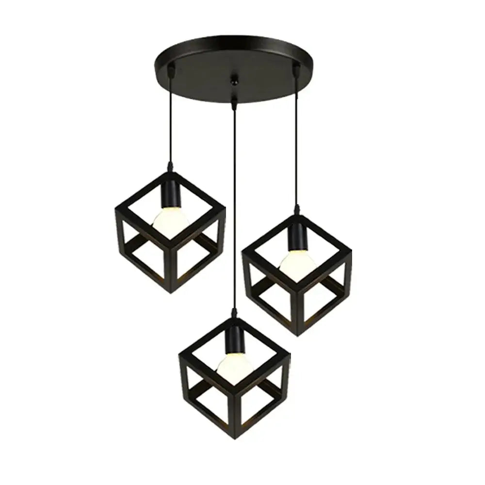 Modern multicolor geometric cube pendant lights set kitchen decor
