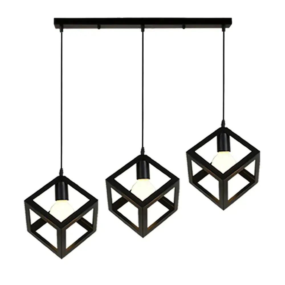 Modern multicolor geometric cube pendant lights set kitchen decor