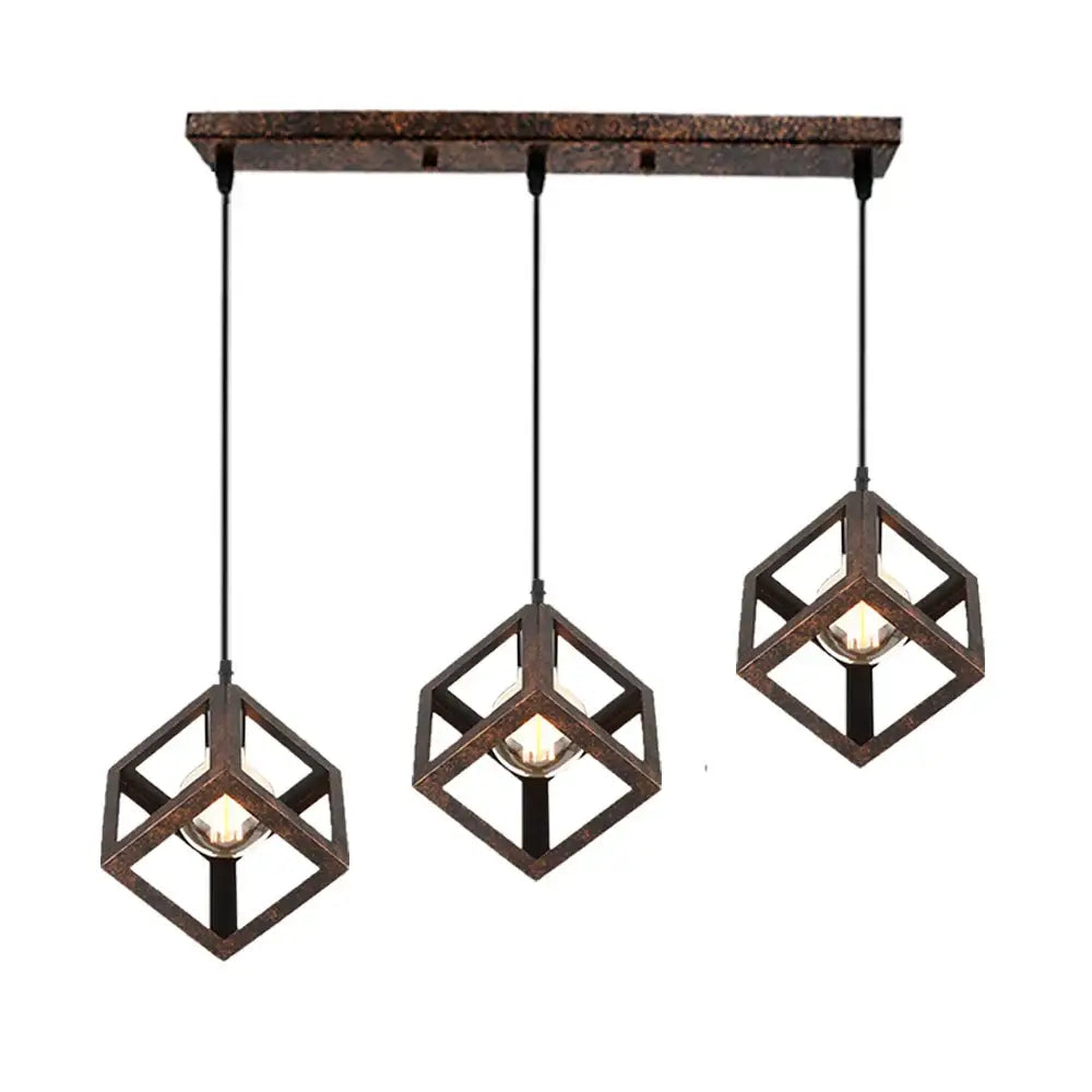 Modern multicolor geometric cube pendant lights set kitchen decor
