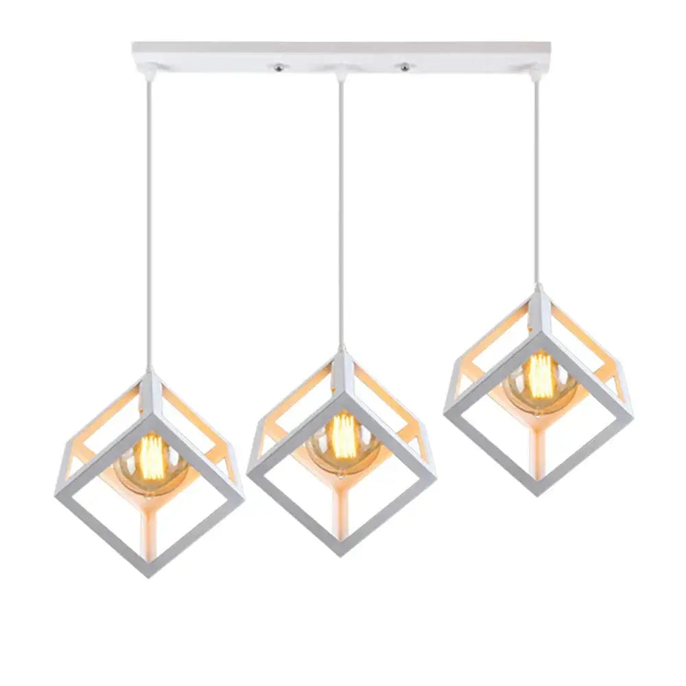 Modern multicolor geometric cube pendant lights set kitchen decor
